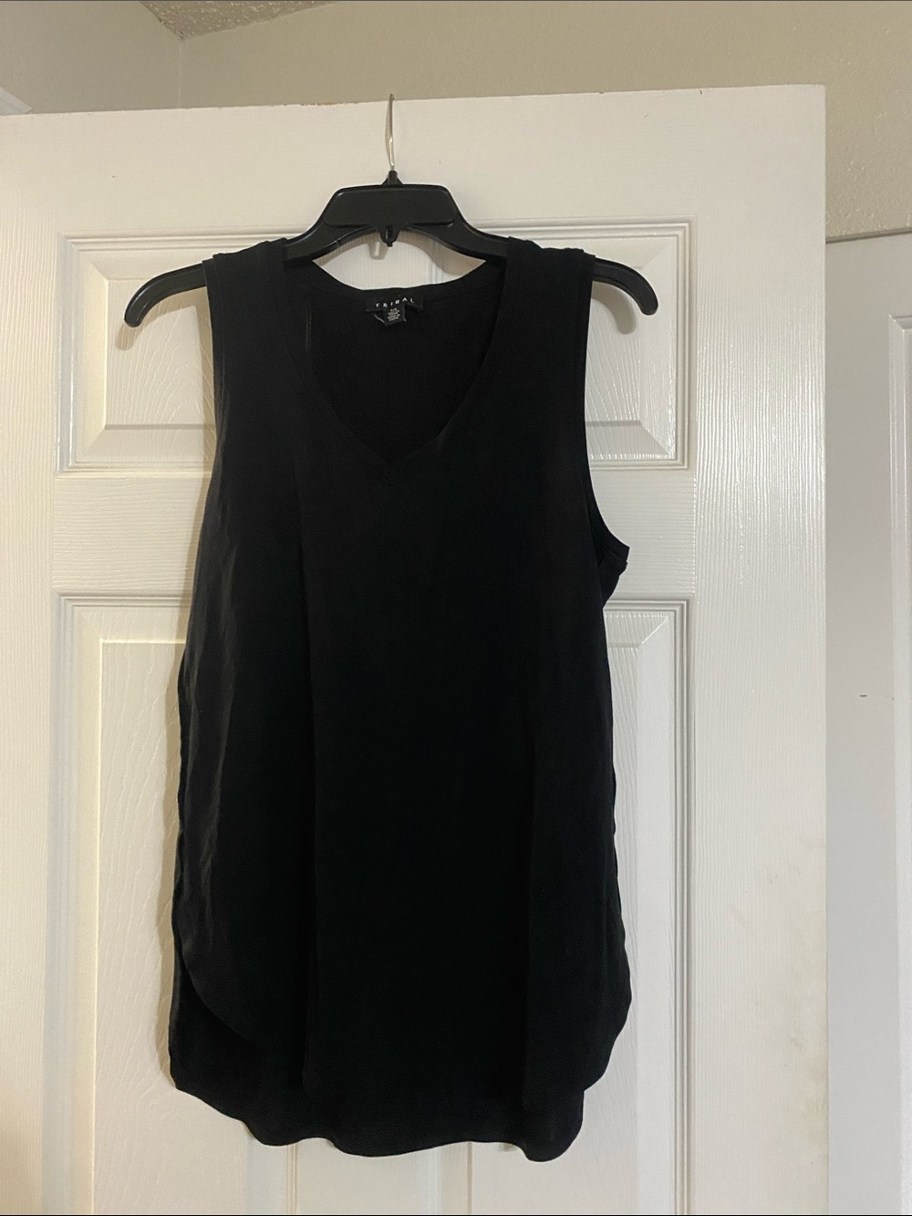 Tribal Black V-Neck Sleeveless Tank